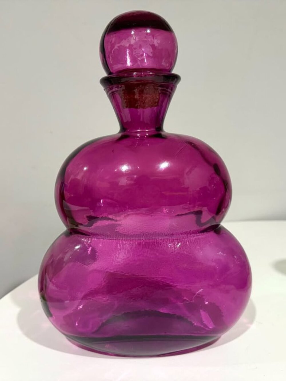 Vintage MCM Purple Art Glass Decanter Large Decorative Spain